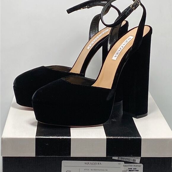 Aquazzura So High Velvet Platform Pumps size 39.5 - Picture 10 of 12